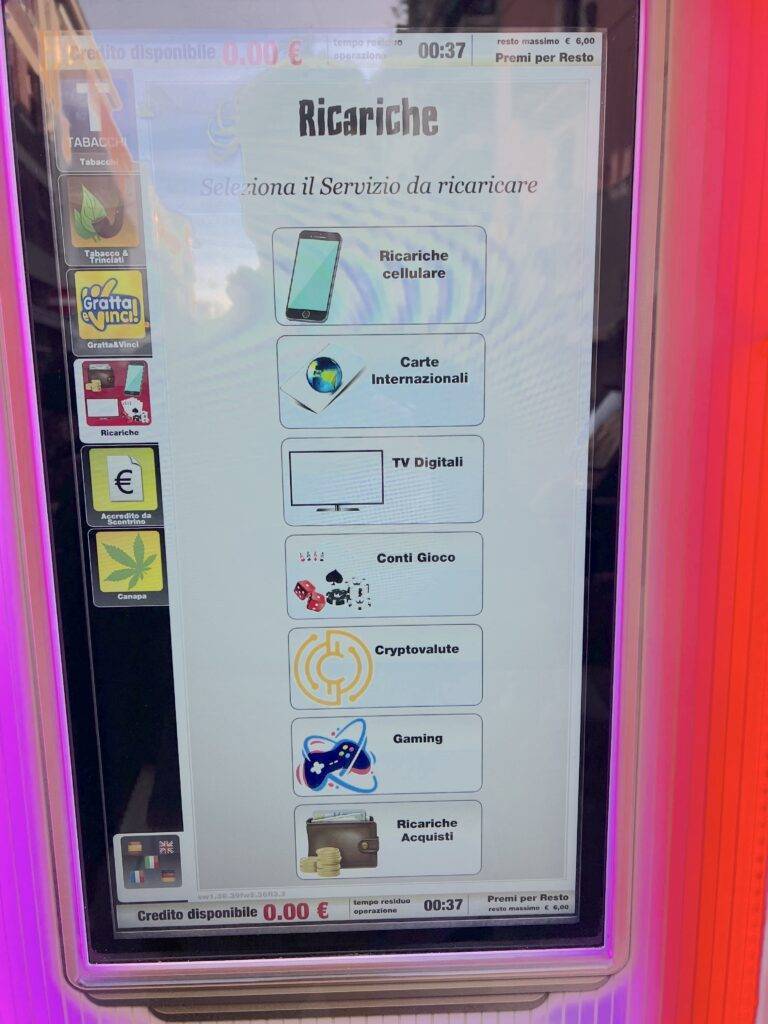 Best SIM card for Italy. | Tabacchi Vending Machine
